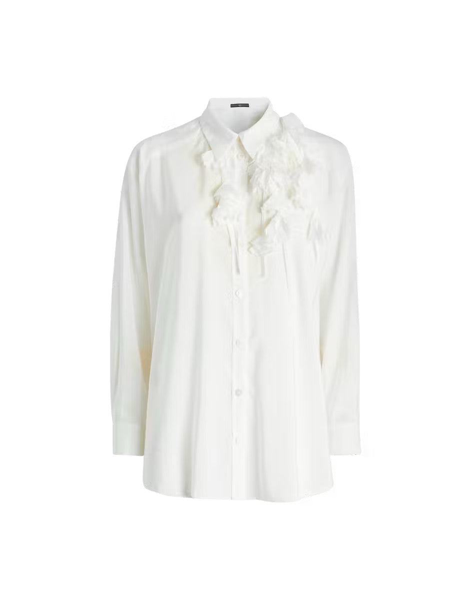 Camicia con applicazioni floreali